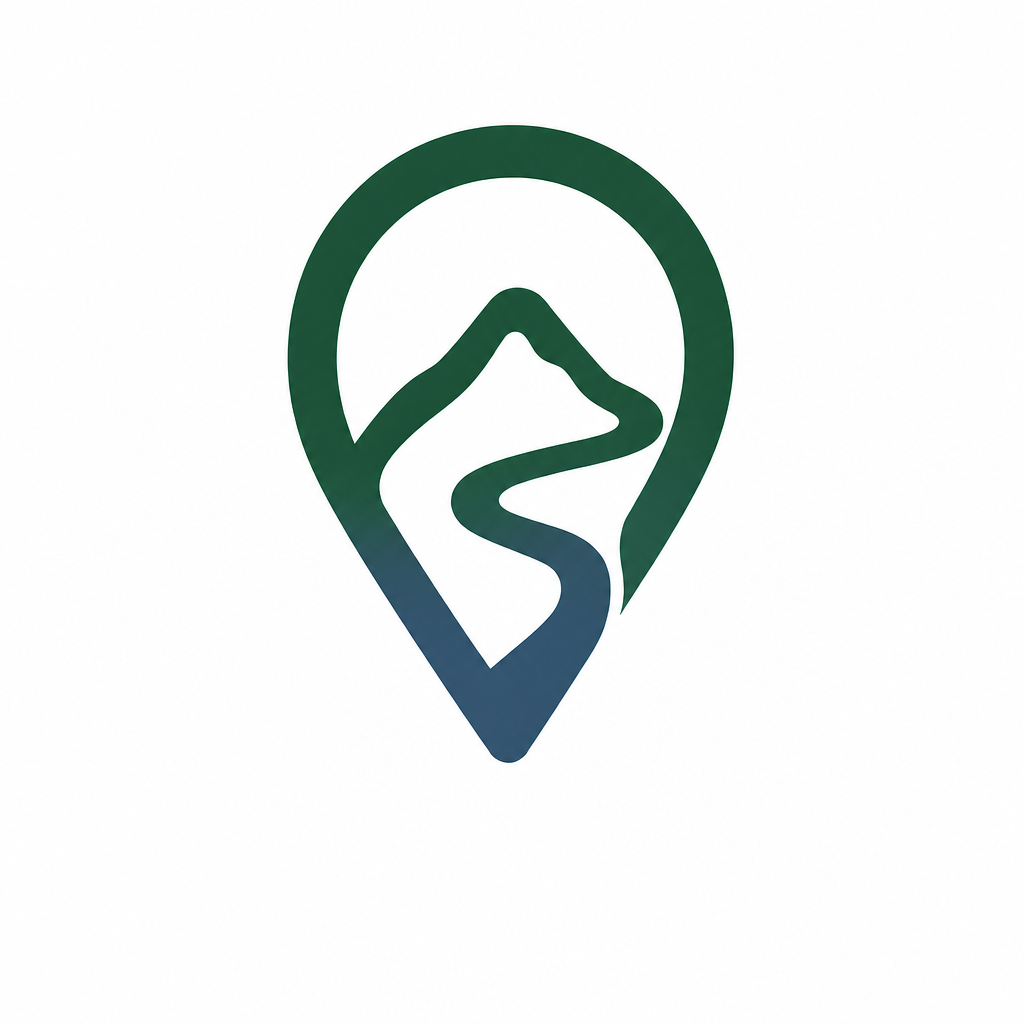 Logo Trilhas da Canastra - Ícone de pin com montanhas e trilha